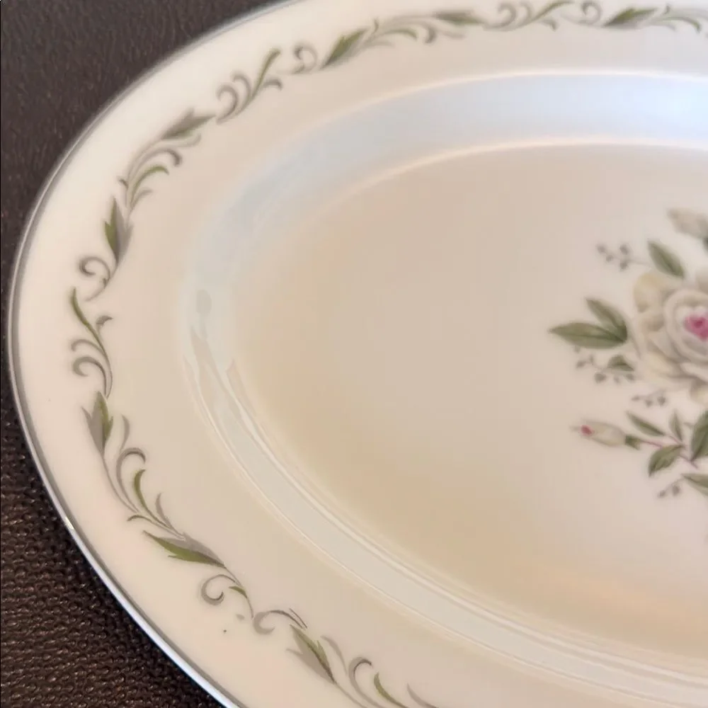 Diamond China Romance Cream and Green Floral Dinnerware Serving Plate